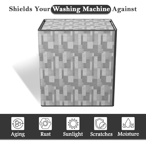 Image of Kuber Industries PVC Washing Machine Cover Semi Automatic | Semi Automatic Washing Machine Cover - Ideal for 6 kg, 6.5 kg, 7 kg | New Check Design - Grey