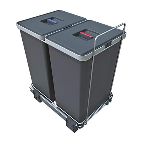ELLETIPI Ecofil PF01 44B2 Mülleimer Mülltrennung, ausziehbar für Base, Kunststoff und Metall Cover