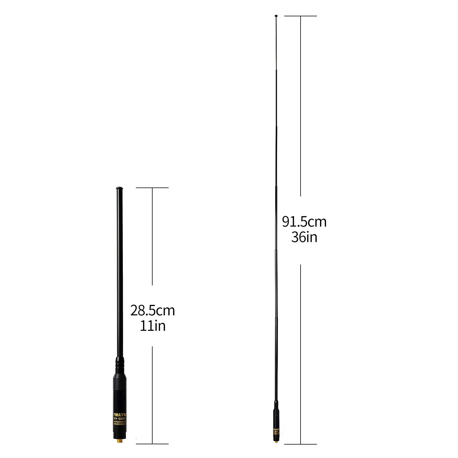 TWAYRDIO Antena telescópica de radioaficionado VHF UHF de Doble Banda (SMA-Female)
