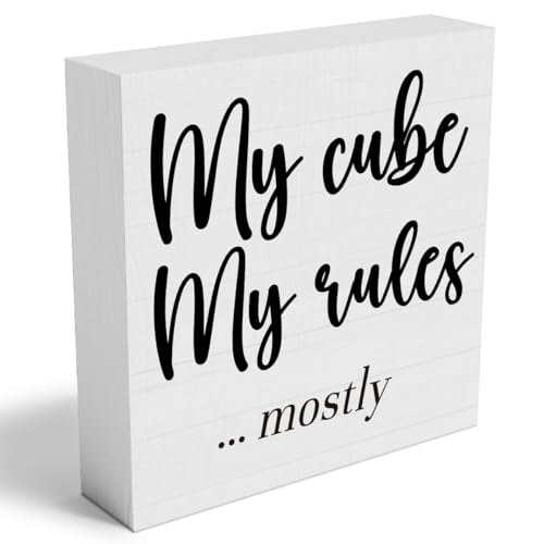 Funny Office Cubicle Desk Decor Wooden Sign, Funny Cubical Accessories Office Decoration for Work Women Men, Gifts for Coworker Colleague Boss, Welcome To My Cube（5x5 inches）