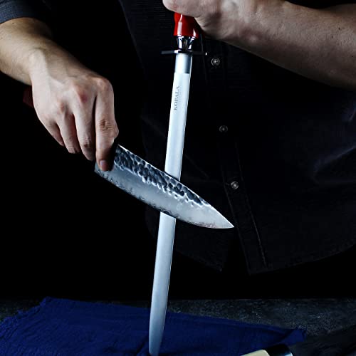 Kopala Efficient 12 Inch Honing Steel Magnetized Super Hardness Sharpening Rod Knife Sharpener Steel For Kitchen Knives High Hardness, Flat Honing Rod With Gift Box #TOP2