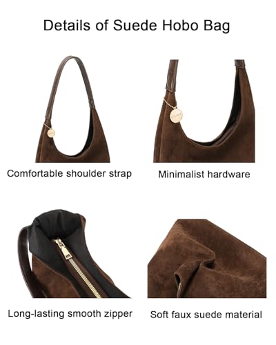 Bolso Tote marrón de gamuza para mujer miniatura 6