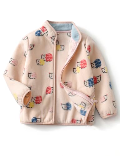Image of Kids Printed Polar Fleece Jacket Toddler Baby Boys Girls Autumn Winter Warm Sherpa Lining Outerwear Soft Lightweight