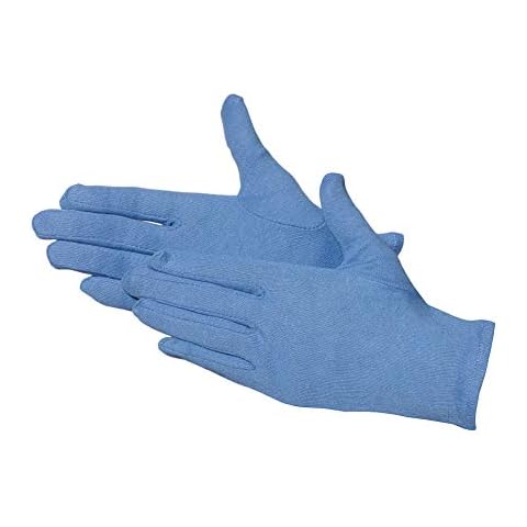 Jah 3101 - Guantes de algodón, azul, 12 pares, tamaño mediano Cover