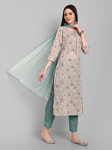 Image of Naixa Women's Cotton Floral Straight Kurta Set