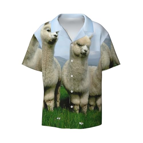 Chemise élégante homme manches courtes motif alpaga coupe premium d'été