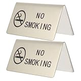 Healifty 2pcs Stainless Steel No Smoking Tabletop Signs, Metal Non-smoking Indicator for Hotels and Public...
