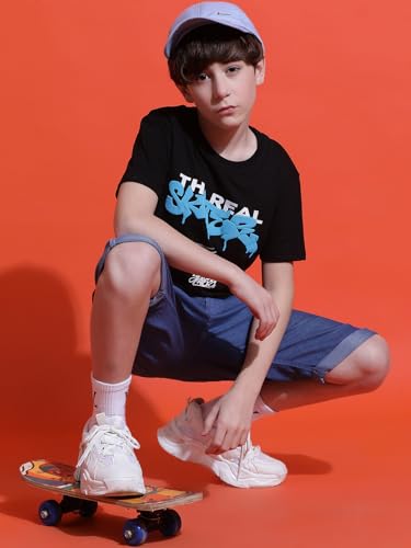 Image of Li'l Tomatoes Boys Cotton T-Shirt | Graphic Printed Half Sleeve Casual Summer Wear | Soft & Breathable | 9-16 Years