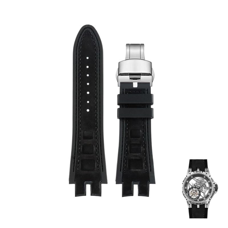 Bracelet de montre caoutchouc silicone Roger Dubuis Excalibur King noir