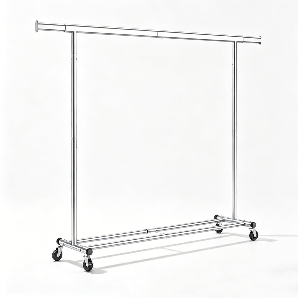 GHSIRUEU 59" Wide Expandable Rolling Garment Rack Metal Clothing Hanger Rack