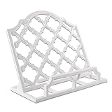 Vintage Cast Iron Cookbook Stand Holder White Metal Ipad and Cookbook Stand for Kitchen