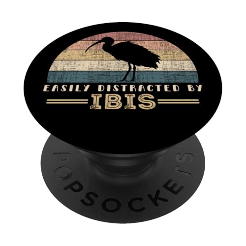 Easily Distracted By Ibis Retro Funny Birds Ibis Lover PopSockets PopGrip Adesivo