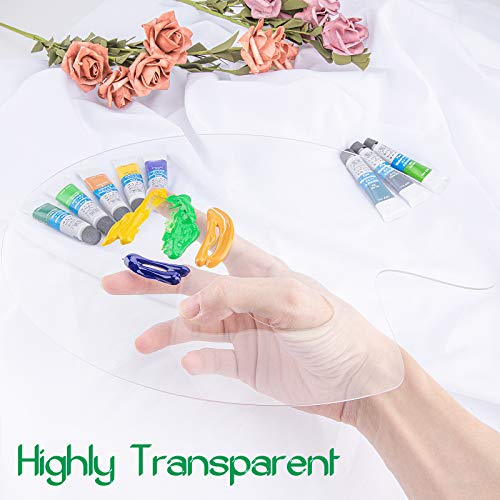 2Pcs Acrylic Paint Palette With Thumb Hole, Clear Paint Tray 12 X 8 Inches Oval, Easy Clean Non-Stick Artist Pallet For Oil Watercolor Craft Diy Art Painting #TOP3
