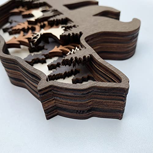 Phineon Office Ornament Wooden Statues Elk Brown Bear Decorative Sculpture Wood Crafts Wall Art Decoration 3D Forest Animal Bedroom Decor For Christmas Xmas Thanksgiving Day Wedding Gifts (Brown Bear) #TOP4