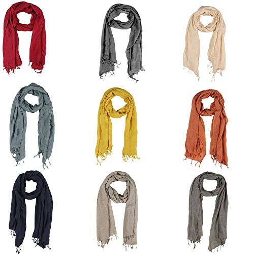 THE-ART-BOX-100-Cotton-Solid-Womens-Fashion-Scarf-Pashmina-Shawl-Wrap-Long-Lightweight-Scarves-For-Men-Women