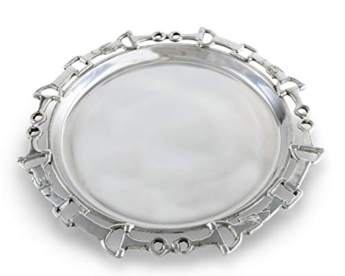 Arthur Court Metal Serving Aluminum Equestrian Round Horse Tray/Platter 12 Inches