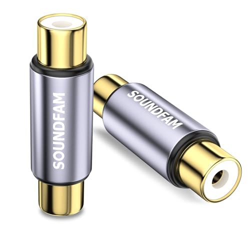 SOUNDFAM RCAメス to RCAメス中継アダプタ，バレルコネクターアダプターは、HDTV、スピーカー、アンプ、カーオーディオ用サブウーファーRCAケーブルを延長する (2個セット)