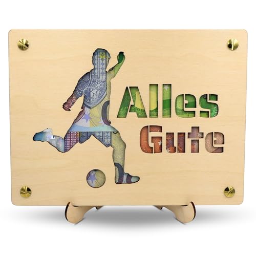 ZUKLA Verpackung für Geldgeschenke Fußball XL - 20 x 15 cm - Spardose Fussball - Fussball...