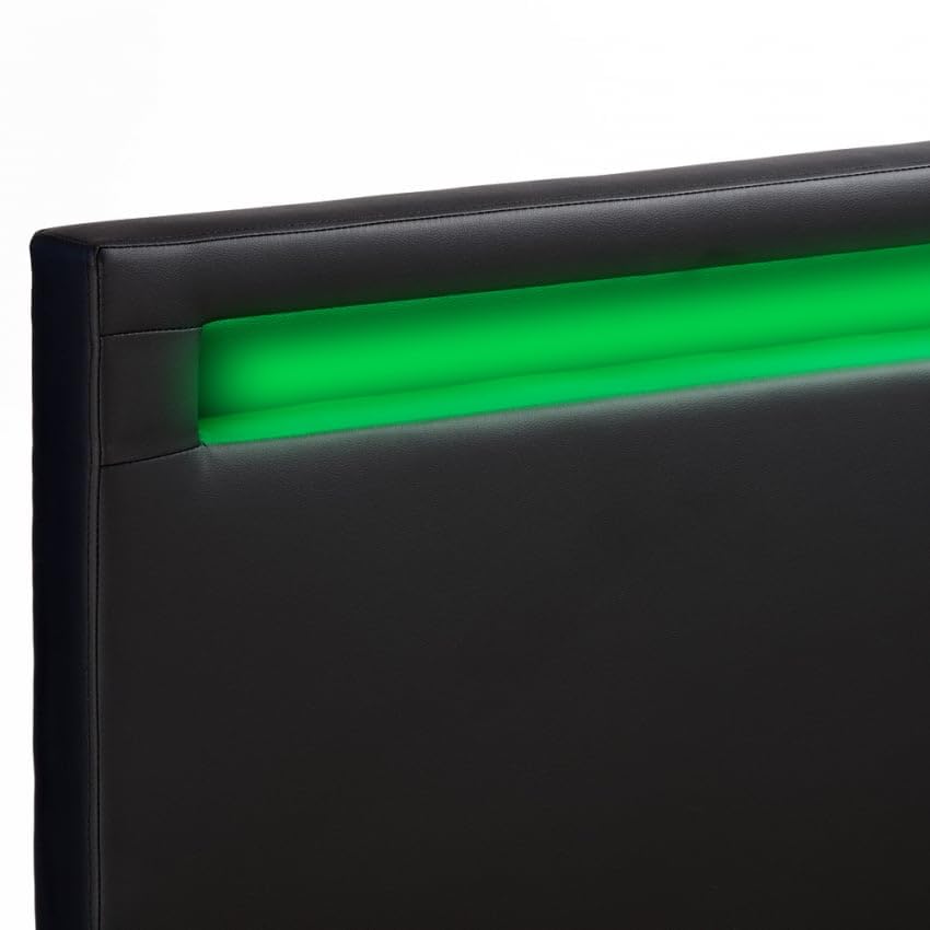 Produce Shop Letto Matrimoniale 2 piazze Moderno con Rete testiera LED cassetti 160x190 Geneva King - Nero