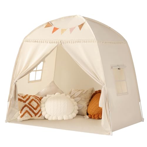 Grande Tente Tipi pour Enfants : avec Drapeaux Tente pour Enfants Garçons et Filles Maison de Jeu Intérieure Auvent lit pour Salle de Jeux Cadeau Jouet...