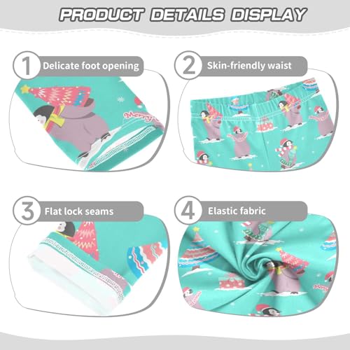 Girls Basic Leggings Baby Girls Pants Christmas Penguin Soft Footless Stretchy Tights Pants 4-10Y3