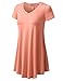URBANCLEO Womens V-Neck Elong Tunic Top Mini T-Shirt Dress Peach XLarge