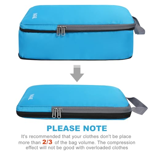 Image of BAGAIL 4 Set /6 Set /8 Set Compression Packing Cubes Travel Accessories Expandable Packing Organizers (Cloth Pattern, 4-Blue)