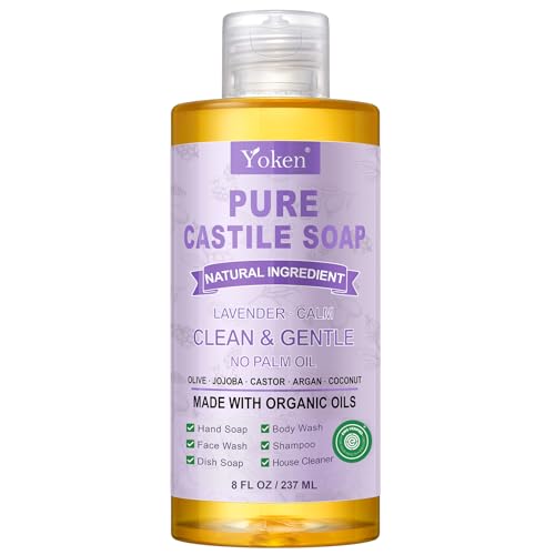 Yoken EWG Lavender Castile Soap Liquid 8oz Travel Size with Organic Oils