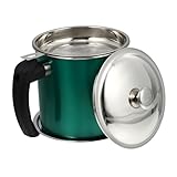 SOLUSTRE Ölfilterkanne mit Dicht Schließendem Deckel Grün Großer Fassungsvermögen Praktischer Ölbehälter mit Feinem Filter für Sauberes Kochen und Mehrfachen Gebrauch