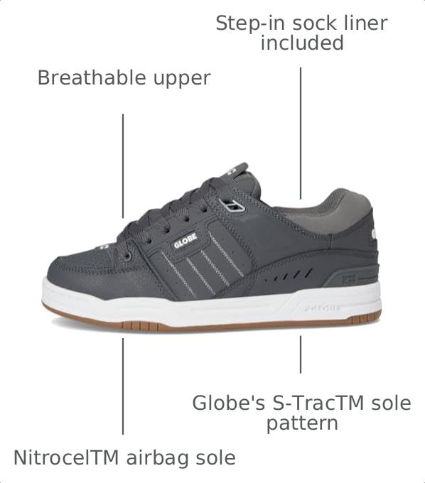 Image of Globe Mens Fusion Charcoal /White 13 Medium