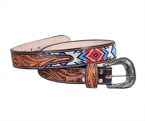 Western Beaded Genuine Leather Belt For Men and Women 30HQ1062