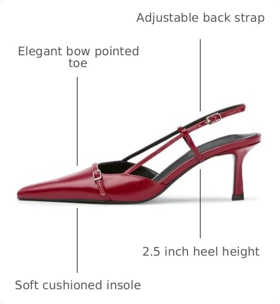 Image of MAVMAX Slingback Heels for Women Kitten Heels with Bow Pointed Close Toe Pumps Dress Party Heeled Sexy Wedding Shoes