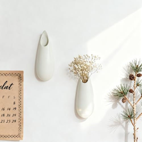 Vase mural pour plantes succulentes en céramique blanche moderne - 8