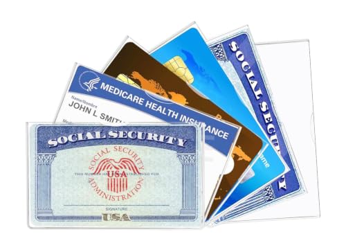 XIMINMIN 6 Pack Social Security Card Protector, Thick Card Protector Sleeves, Protective Credit Card Sleeve, Clear Card Sleeves, Perfect Fit for Social Security, Medicare, Credit, (6)