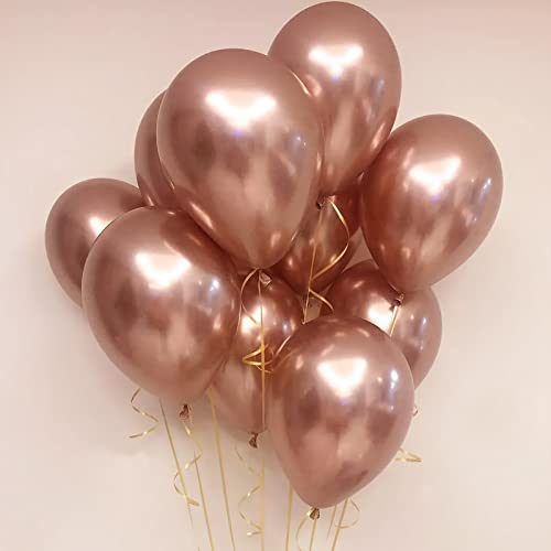 Image of Voircoloria 105pcs Metallic Rose Gold Balloons 12inch Chrome Rose Gold Balloons for Boys Girls Birthday Baby Shower Gender Reveal Wedding Decorations