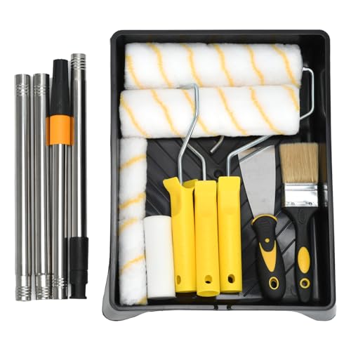 13-Piece Paint Roller Kit with Extension Pole, Microfiber Roller Covers