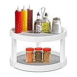 Kasimir Especiero de Cocina Especiero rotación 2 Pisos Estante de Especias de Multifunción 360 ° Giratorio Ahorro de Espacio Fácil de Instalar Cocina hogar gris blanco
