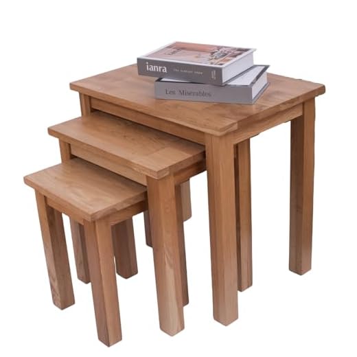 Kemtpase Natural Gold Solid Oak Nesting Nest Of Tables 3 Pieces Coffee Lamp End Table For Living Room Hallway Wooden