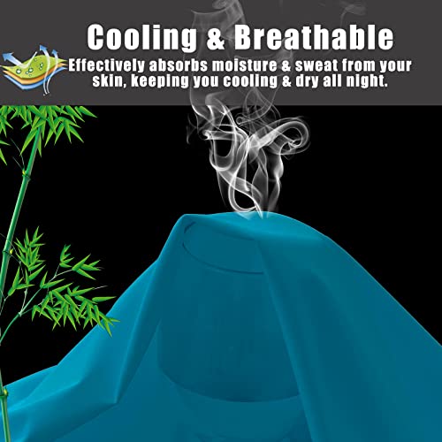 Image of TELUS Blue Pillow Cases Queen Size 2 Pack, Bamboo Rayon Cooling Pillowcases with Envelope Closure, Cool Breathable Pillow Cover for Hot Sleepers & Night Sweats, 20x30 inches