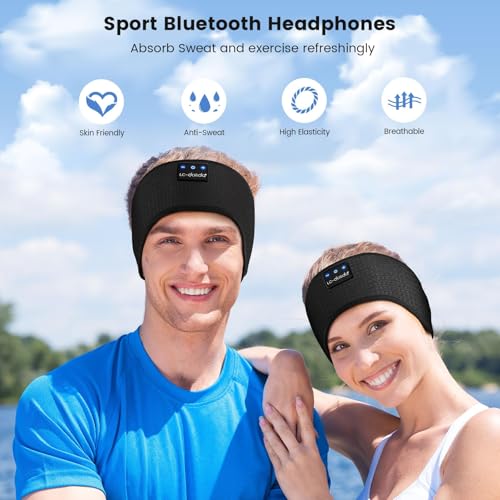 Image of LC-dolida Bluetooth Headband, Wireless Band Sleep Headphones Sleep Mask with Thin HD Stereo Speakers Music Headband Perfect for Side Sleepers, Sport