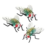 VICASKY 3 Stück Realistische Fliegenmodelle Kunststoff Insektenfiguren Lebensechte Große Tierstatue mit UV beständigen Farben Stabile Ausführung für Sammler und Dekoration