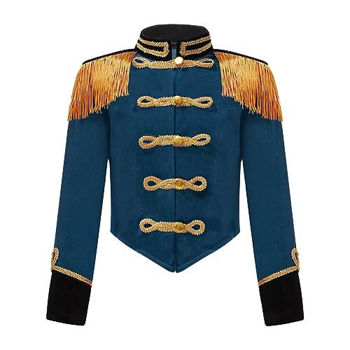 Girls Long Sleeve Stand Collar Tassel Jacket Circus Ringmaster Dress Coat for Halloween Party