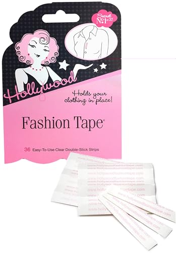Image of Hollywood Fashion Secrets Fashion Tape Flat Pack - Double Sided Boob & Body Tape, Fabric Adhesive for Dresses, Strong Hold, Hypoallergenic & Medical Grade, 36 Strips, 1 Pack
