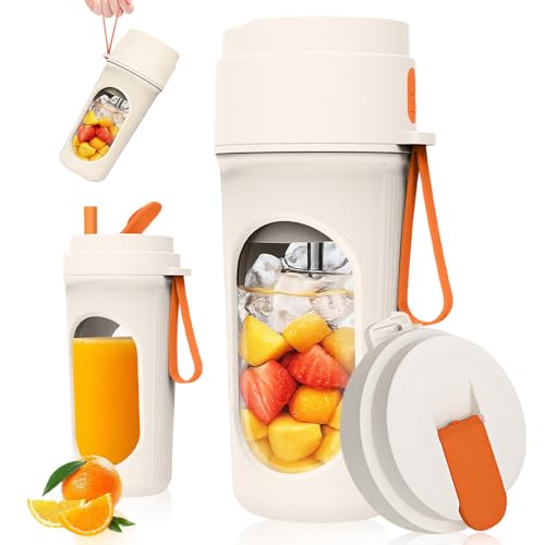 SKJJM Batidora de Vaso Portatil,450 ML Mini Licuadora para Viajar Batidora,con Cuchilla de Acero Inoxidable de 12 Puntas,USB Mini Licuadora de Jugo Portátil Vaso Batidoras para Batidos Zumos Smoothies