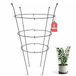 1 Pack Peony Support Frame, Heavy Duty Rust-Resistant Steel Peony Plant Support Ring Outdoor Garden Flower Border Cage for Perennial Plants, 66cm Tall
