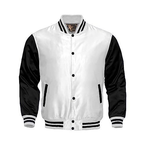 Men;s Varsity Letterman Saitn Body And Blsck Sleeves Bomber Style Baseball College All Color Jacket