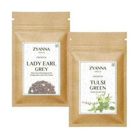 Zyanna Lady Earl Grey (3.53oz) & Tulsi Green Tea (3.53oz) Combo Pack of 2… Cover