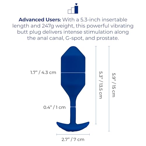 Image of b-Vibe Vibrating Snug Plug 1 - Butt, Sex Toys (Navy / 5.25 inch - X-Large)