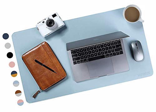 桜酔屋 デスクマット両面 マウスパッド 大型 学習机 PUレザー パソコンマット オフィス/ゲーム用 テーブルマット(スカイブルー+シルバー,30cm*60cm)