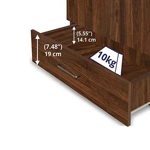 Image of Wakefit Wardrobe | 1 Year Warranty | Engineered Wood Almirah, Cupboard for Clothes Storage | 3 Door, Mirror, 1 Drawer, 1 Hanging Space | Cashmere - Columbian Walnut